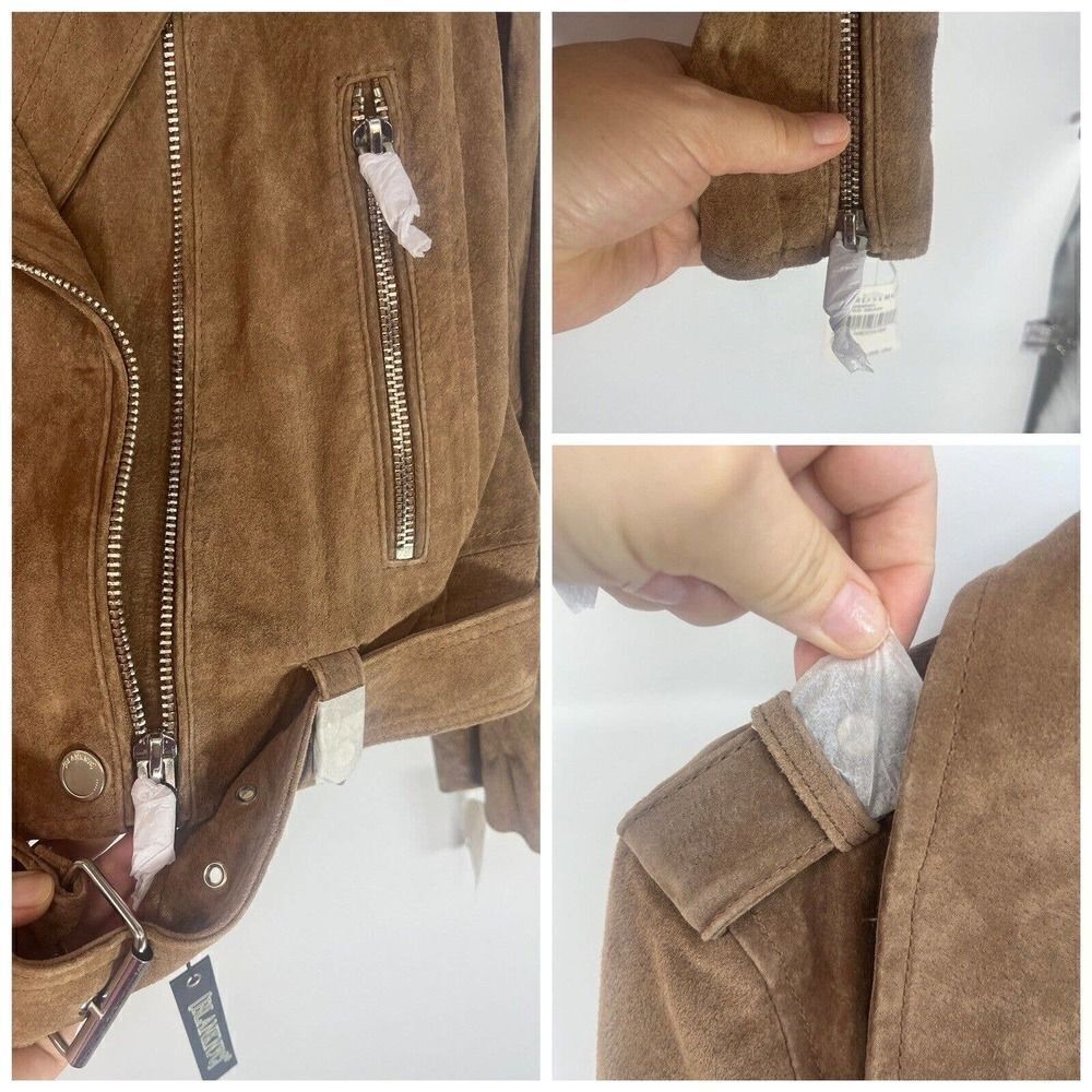 New Blank NYC Suede Moto Jacket Womens Medium Coffee Bean Brown Leather - Picture 10 of 13